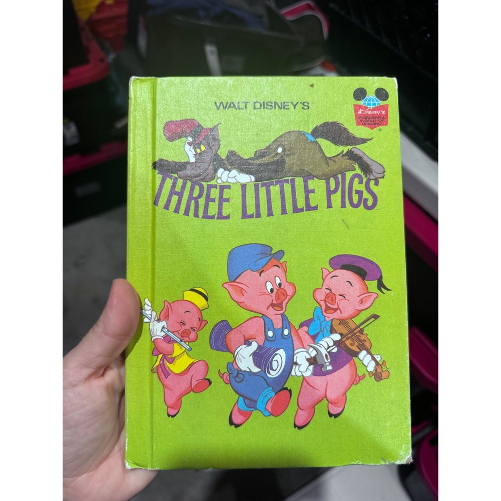 Walt Disney Three Little Pigs Wonderful World of Reading Hardcover Book Vintage